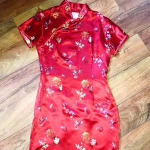 Chinese Dress Cheongsam QiPao Red Floral
